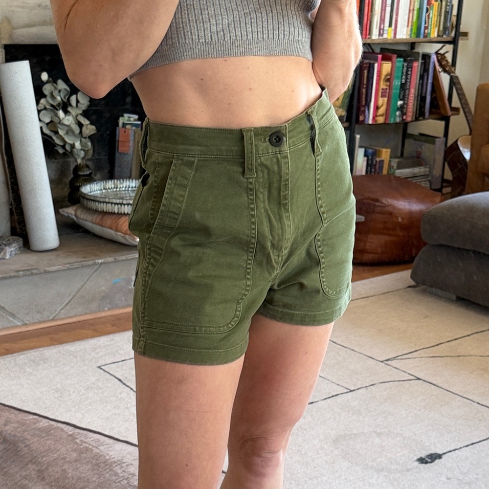 Madewell Olive Utility High-Waist Shorts